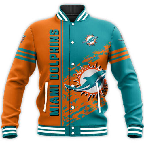 Miami Dolphins Varsity Baseball Jacket for Men & Women | NFL Team Fan Gift