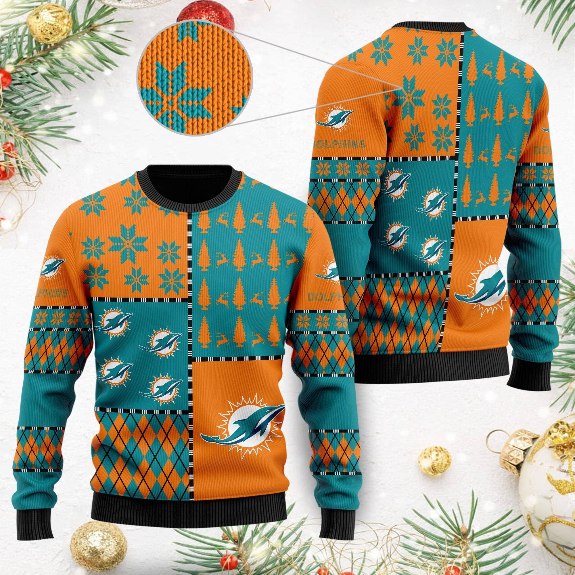 Miami Dolphinss Full Size For Sale Best Christmas Gift For Dolphins Fans Ugly Christmas Sweater, Perfect Holiday Gift