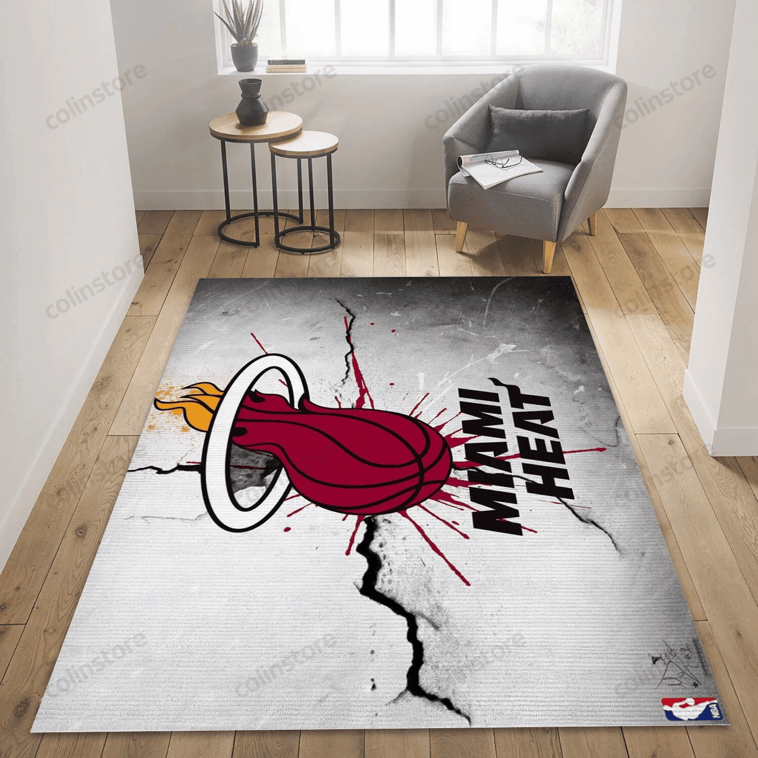 Miami Heat Logo Team 3D Rectangle Area Rug – Full Print Carpet For Living Room & Bedroom Home Decor