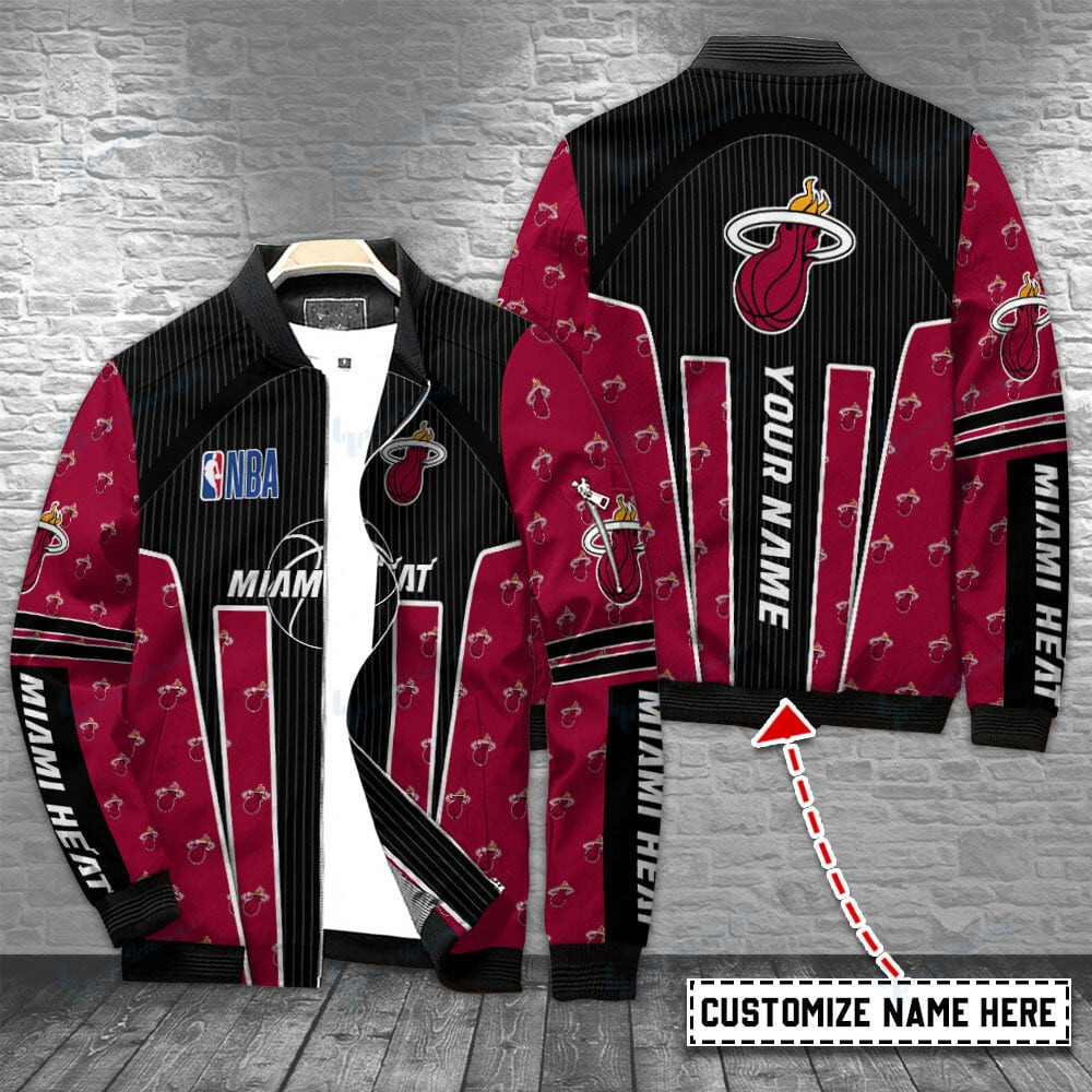 Miami Heat Personalized Bomber Jacket | NBA Team Jacket for Men & Women | Basketball Fan Gift