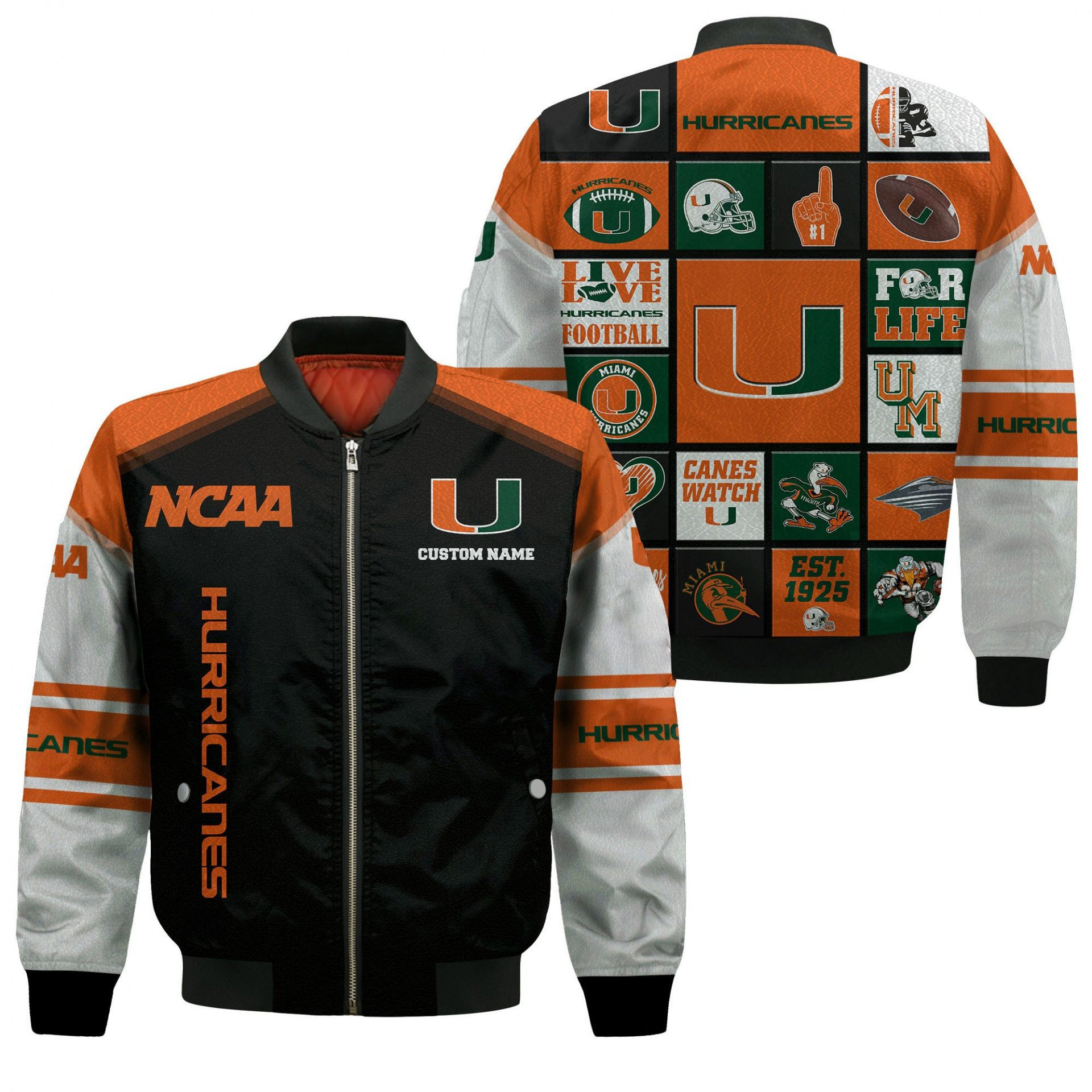 Miami Hurricanes Bomber Jacket | NCAA College Team Jacket for Men & Women | Sports Fan Gift