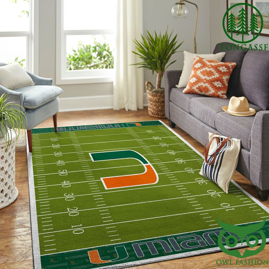 Miami Hurricanes Football Field Carpet Rug Rectangle Area Rug – Full Print Carpet For Living Room & Bedroom Home Decor