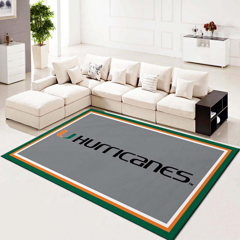 Miami Hurricanes Football Team Kitchen Rectangle Area Rug – Full Print Carpet For Living Room & Bedroom Home Decor