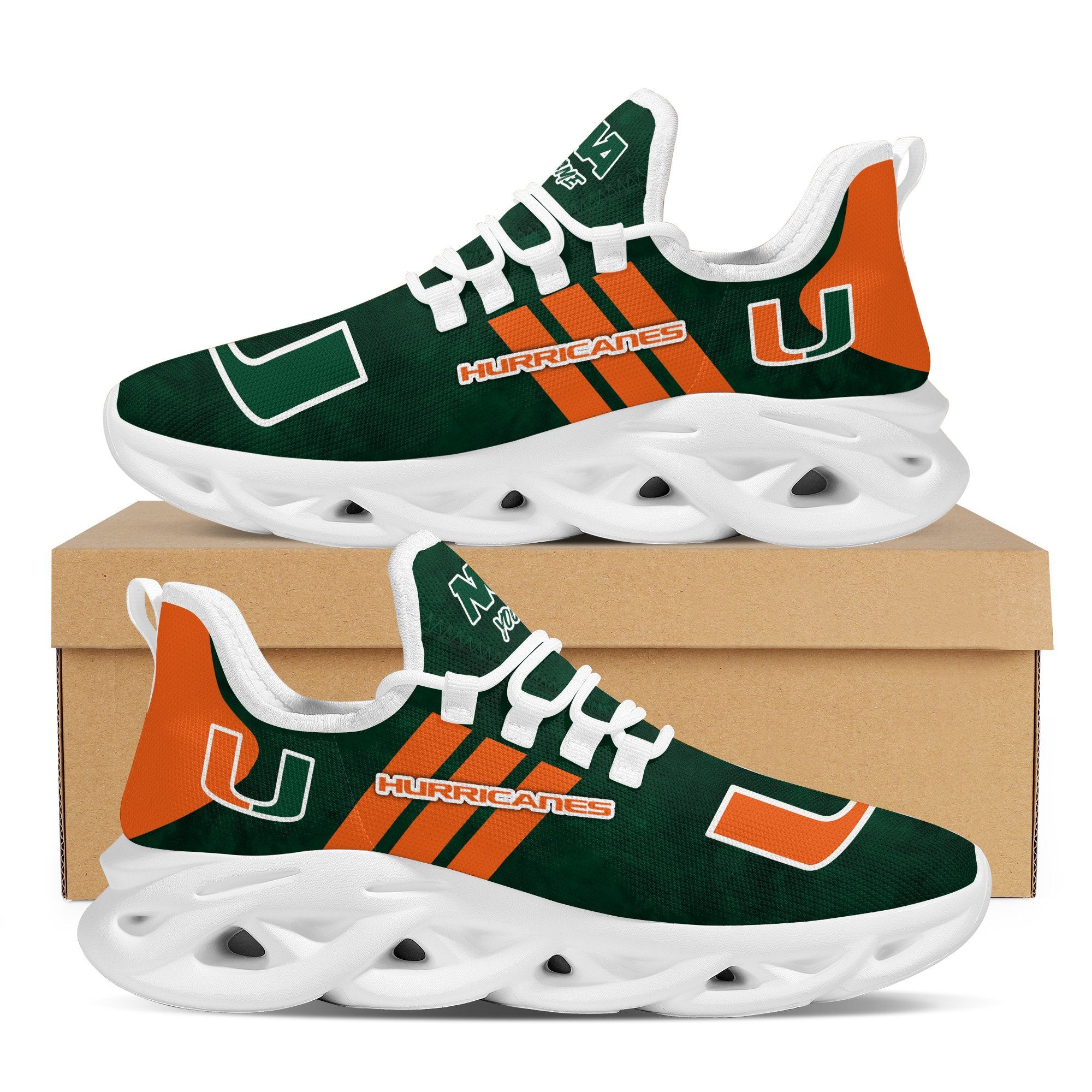 Miami Hurricanes Max Soul ShoesSneakers for Men And Women – NHL Hockey Fan Shoes, Team Sneakers