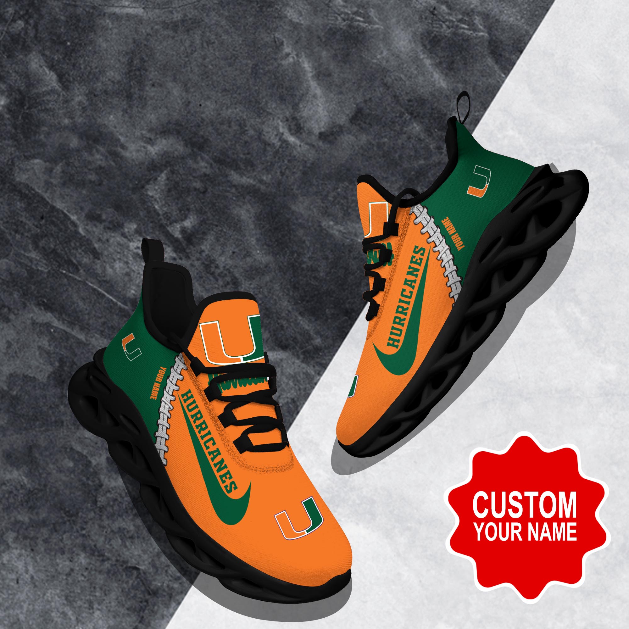 Miami Hurricanes Max Soul ShoesSneakers for Men And Women – NHL Hockey Fan Shoes, Team Sneakers