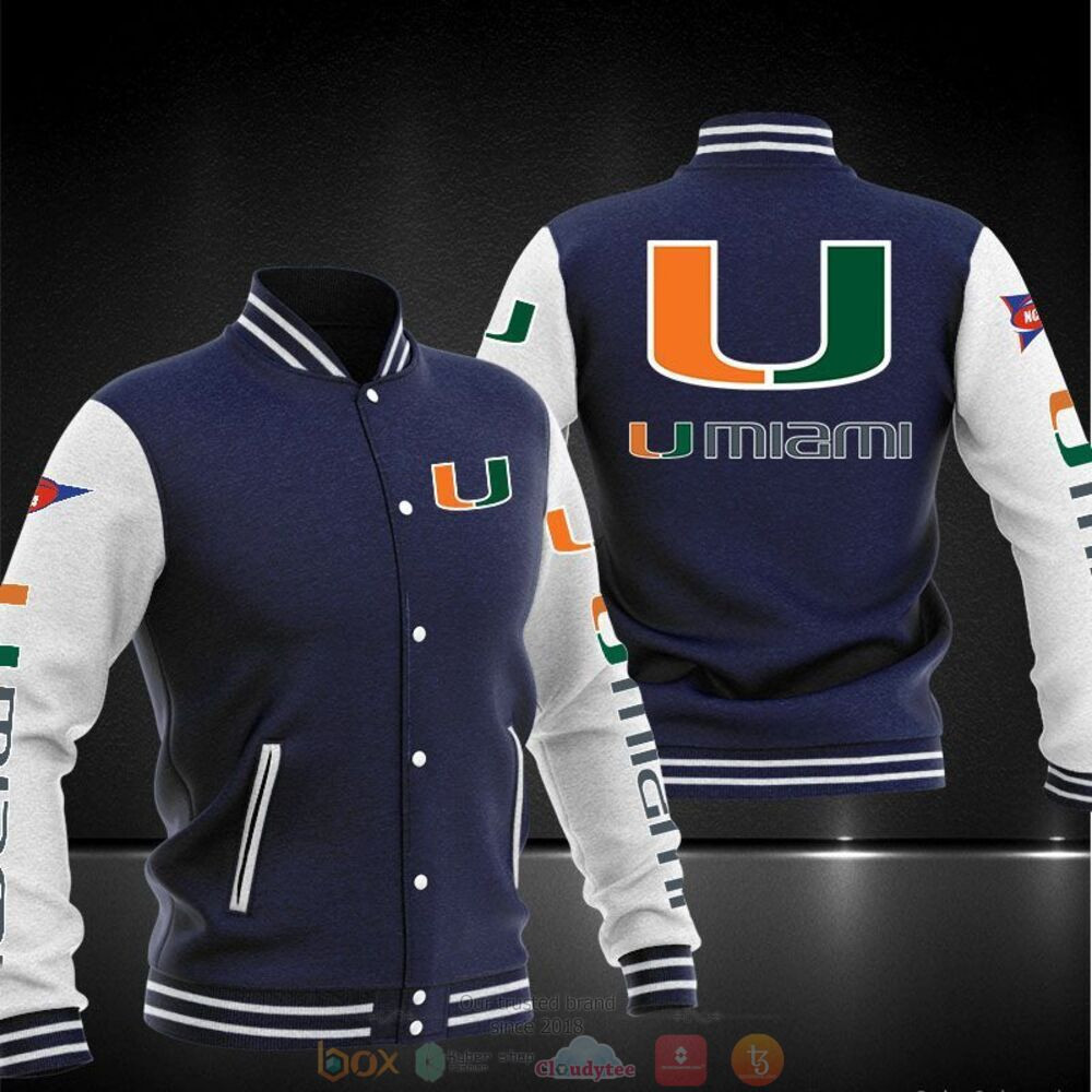 Miami Hurricanes Navy Varsity Baseball Jacket for Men & Women | NCAA Team Fan Gift