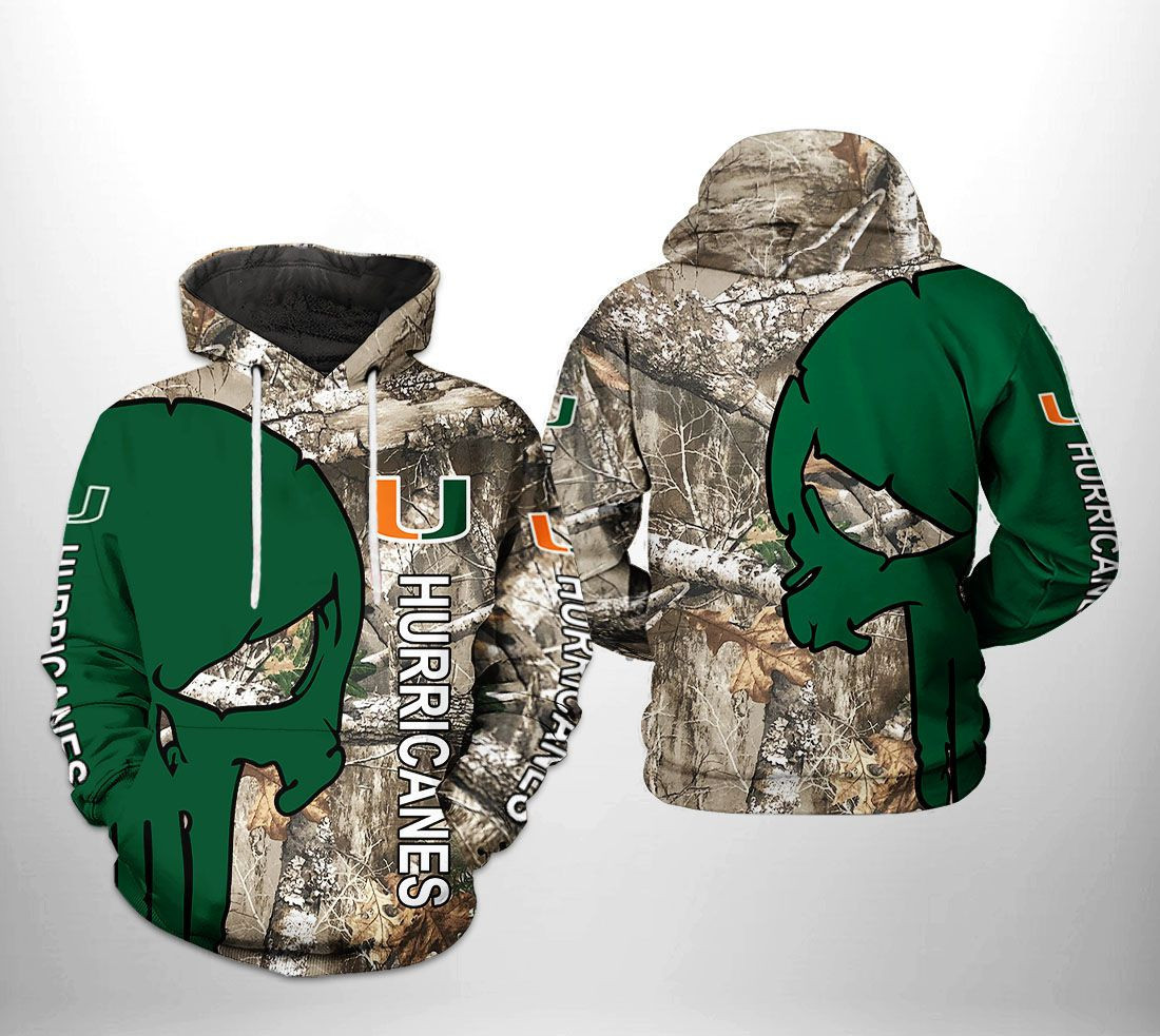 Miami Hurricanes NCAA Camo Veteran Hunting 3D All Over Print Hoodie & Zip Hoodie