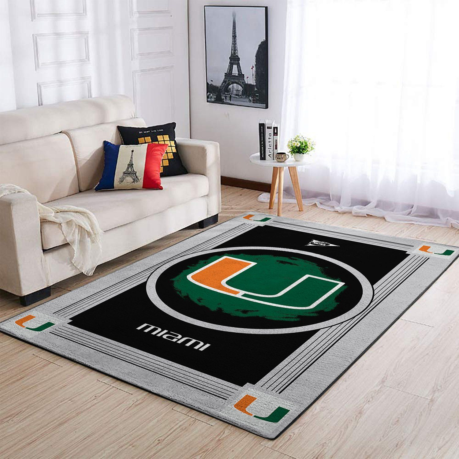 Miami Hurricanes Team Logo Nice Gift Rectangle Area Rug – Full Print Carpet For Living Room & Bedroom Home Decor