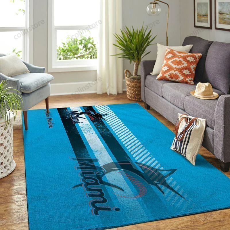 Miami Marlins 3D Rectangle Area Rug – Full Print Carpet For Living Room & Bedroom Home Decor