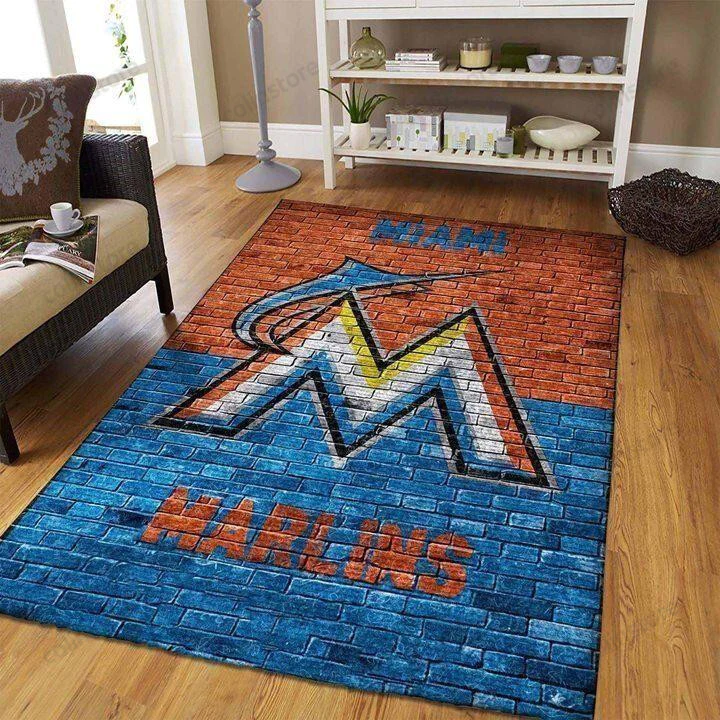 Miami Marlins 3D Rectangle Area Rug – Full Print Carpet For Living Room & Bedroom Home Decor