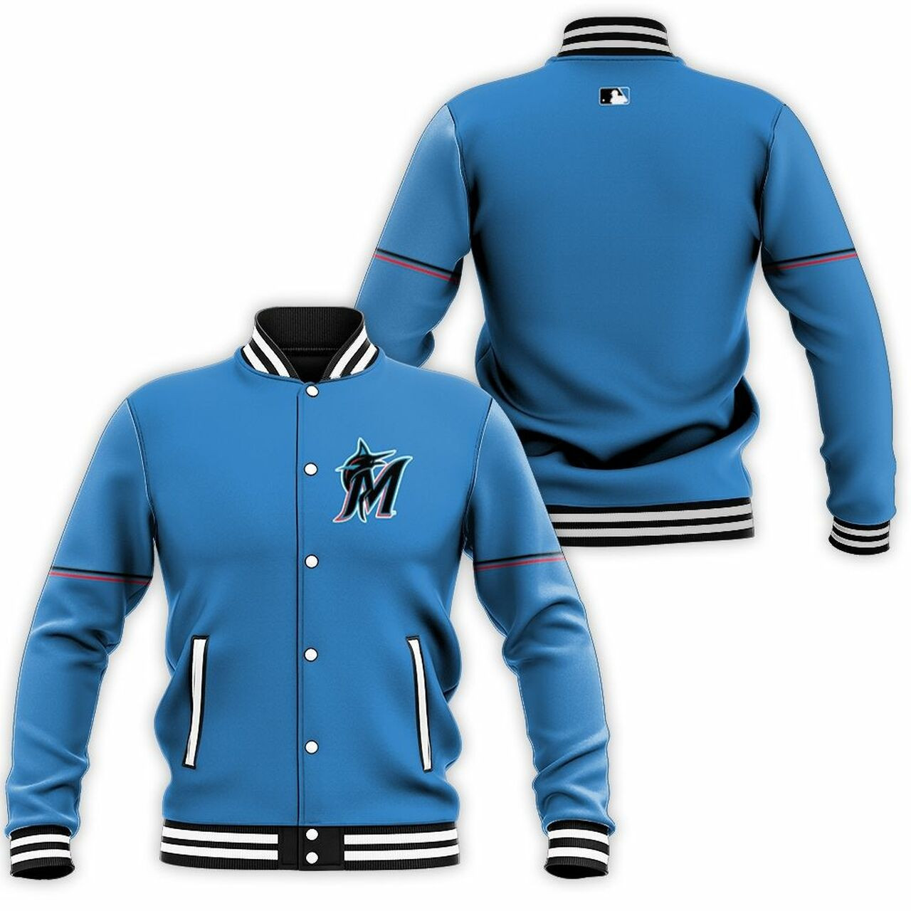 Miami Marlins Alternate 2019 Team Blue Varsity Baseball Jacket for Men & Women | MLB Fan Gift
