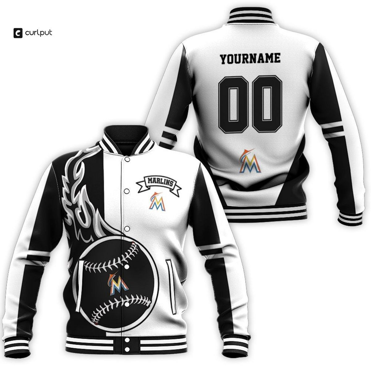Miami Marlins Personalized Name Number Varsity Baseball Jacket for Men & Women | MLB Team Fan Gift