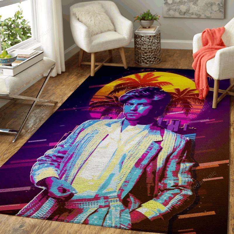 Michael George Artwork Music Synthwave 80s Art Rectangle Area Rug – Full Print Carpet For Living Room & Bedroom Home Decor