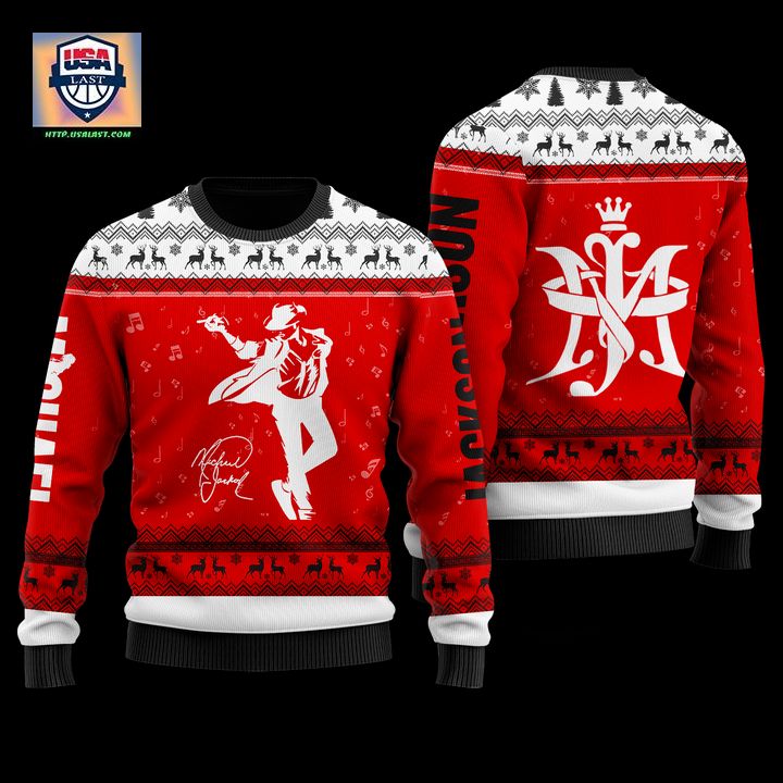 Michael Jackson Red & White Faux Wool Sweater