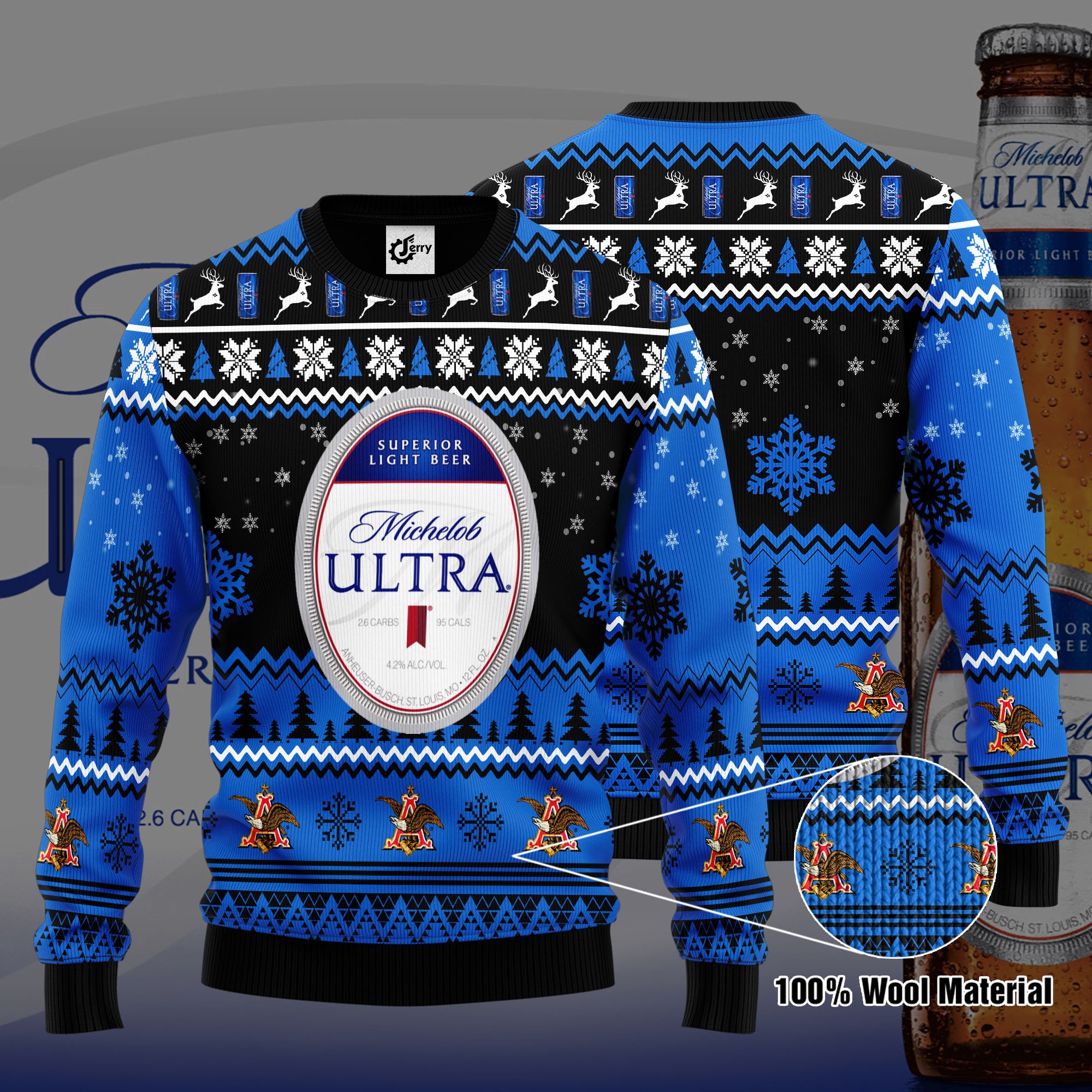 Michelob Ultra 3D Print Ugly Christmas Sweater, Hoodie, Zip Hoodie, Bomber Jacket