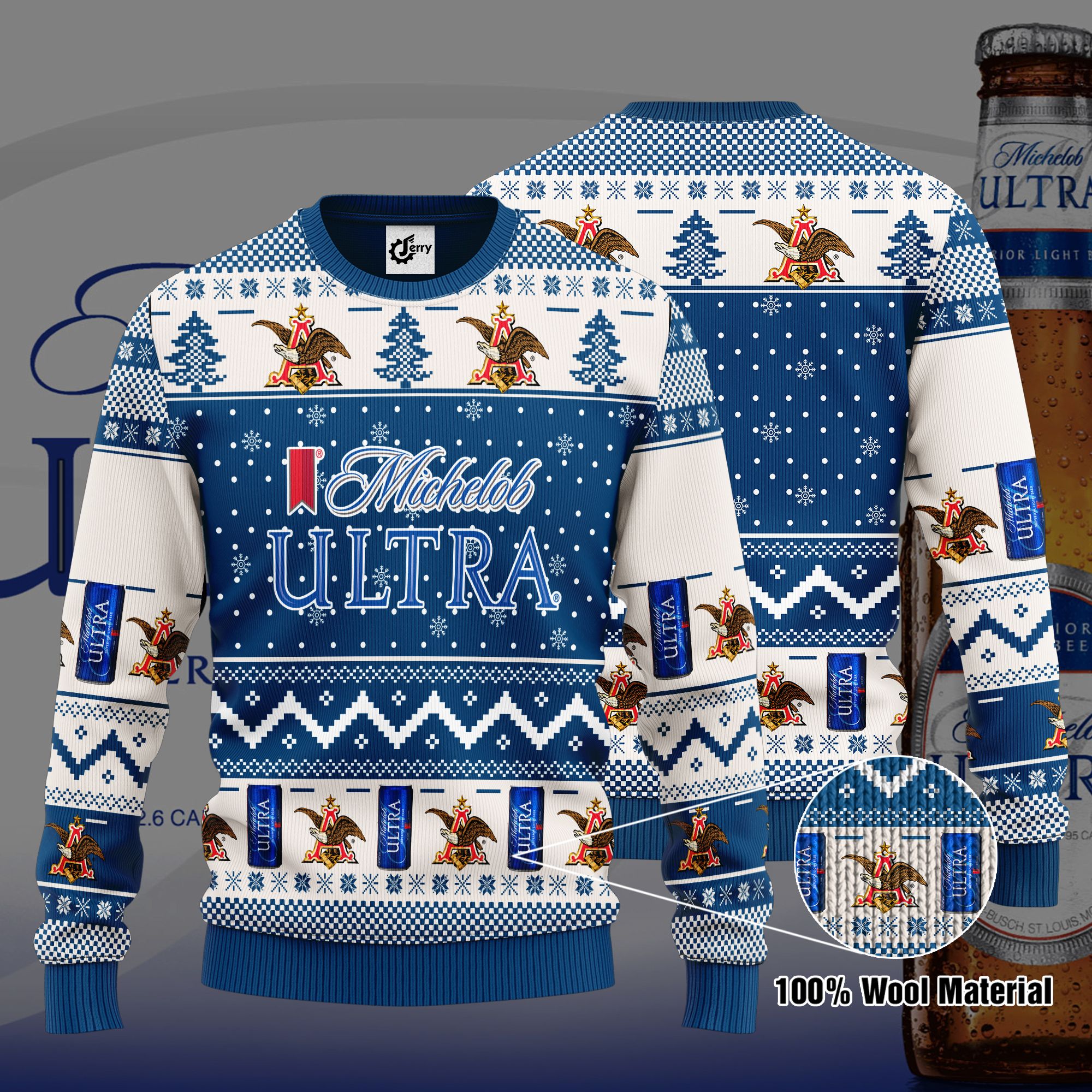 Michelob Ultra 3D Print Ugly Christmas Sweater, Hoodie, Zip Hoodie, Bomber Jacket