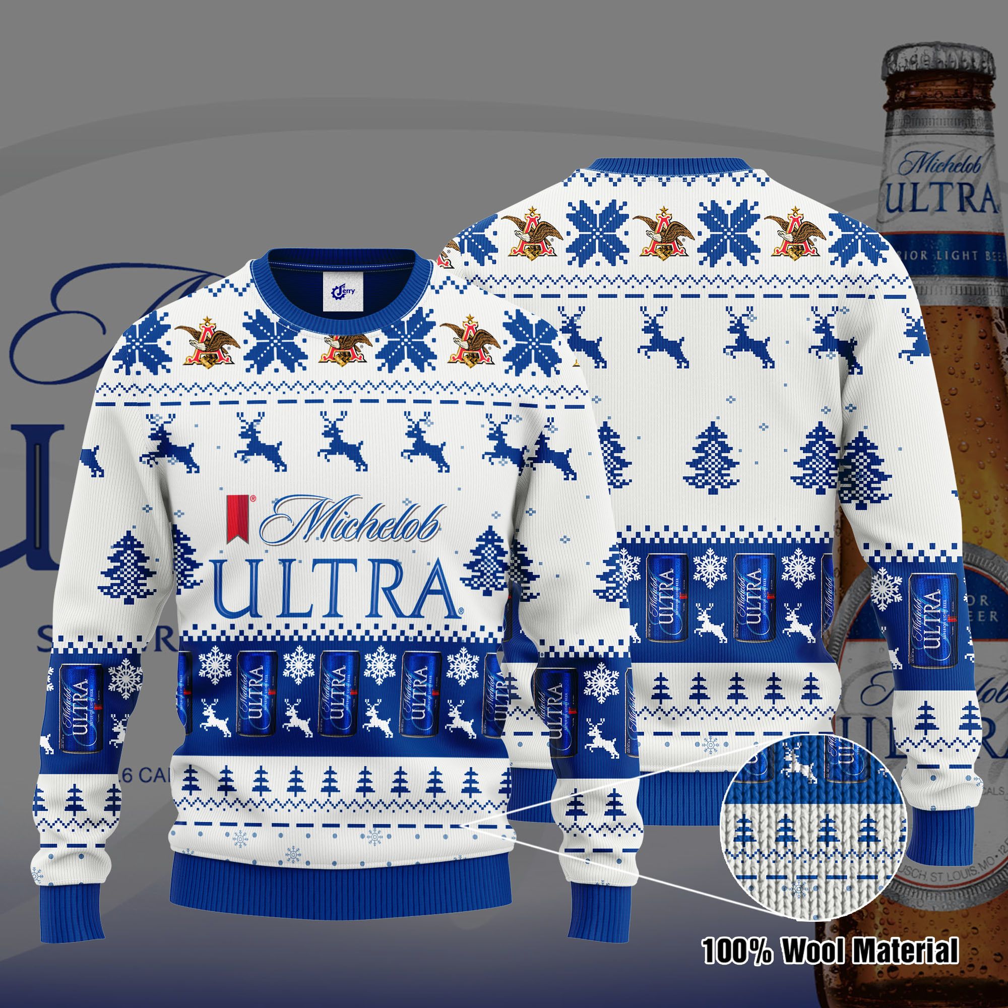 Michelob Ultra 3D Print Ugly Christmas Sweater, Hoodie, Zip Hoodie, Bomber Jacket