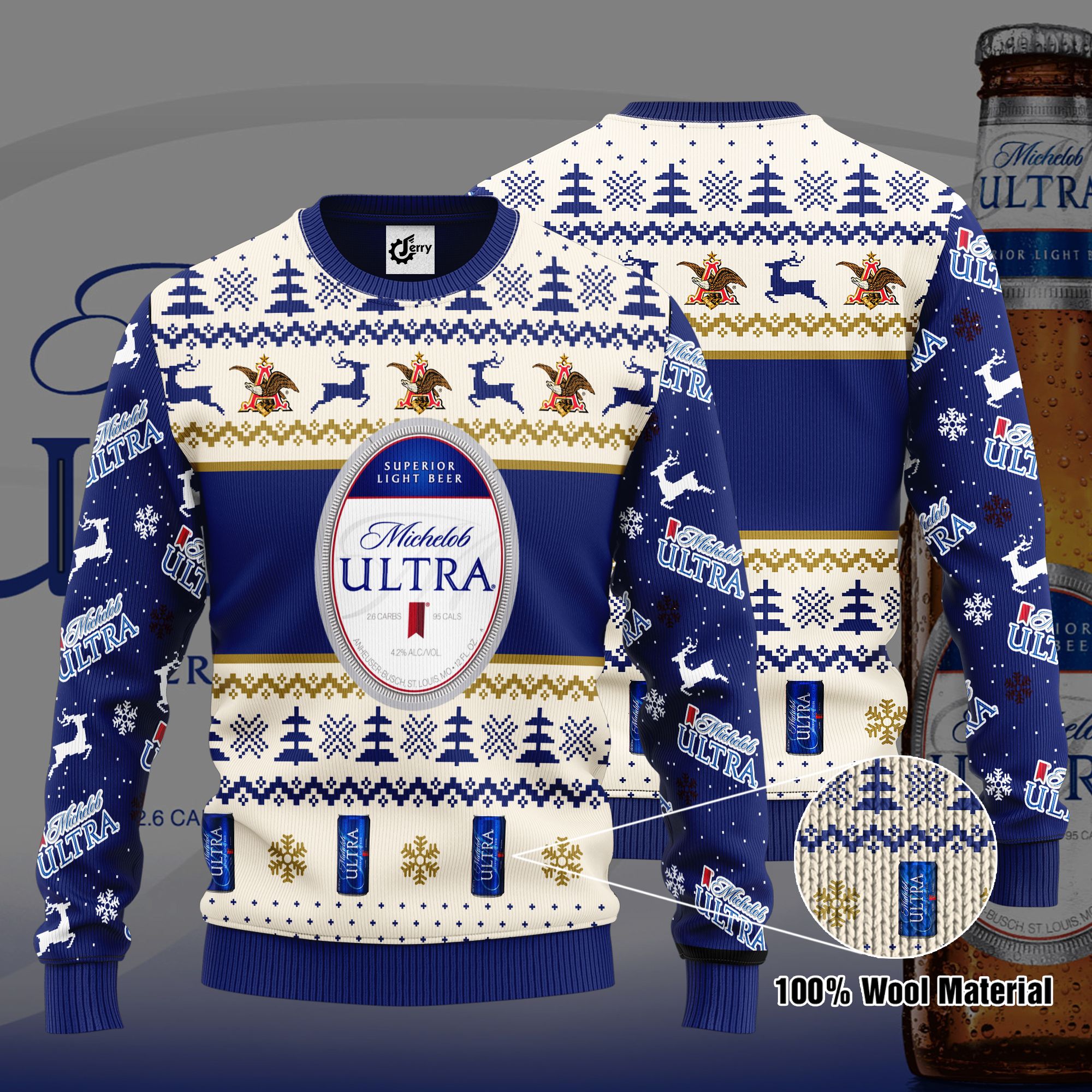 Michelob Ultra 3D Print Ugly Christmas Sweater, Hoodie, Zip Hoodie, Bomber Jacket