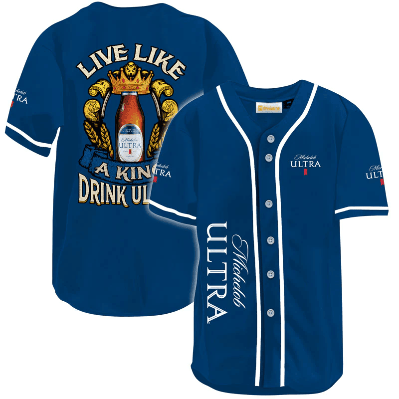 Michelob Ultra Live Like A King Baseball Jersey, Beer Lover Gift, Beer Jersey For Men Women