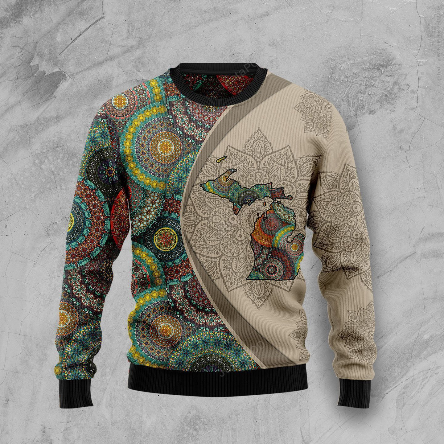 Michigan Mandala Christmas Ugly Christmas Sweater, Perfect Holiday Gift