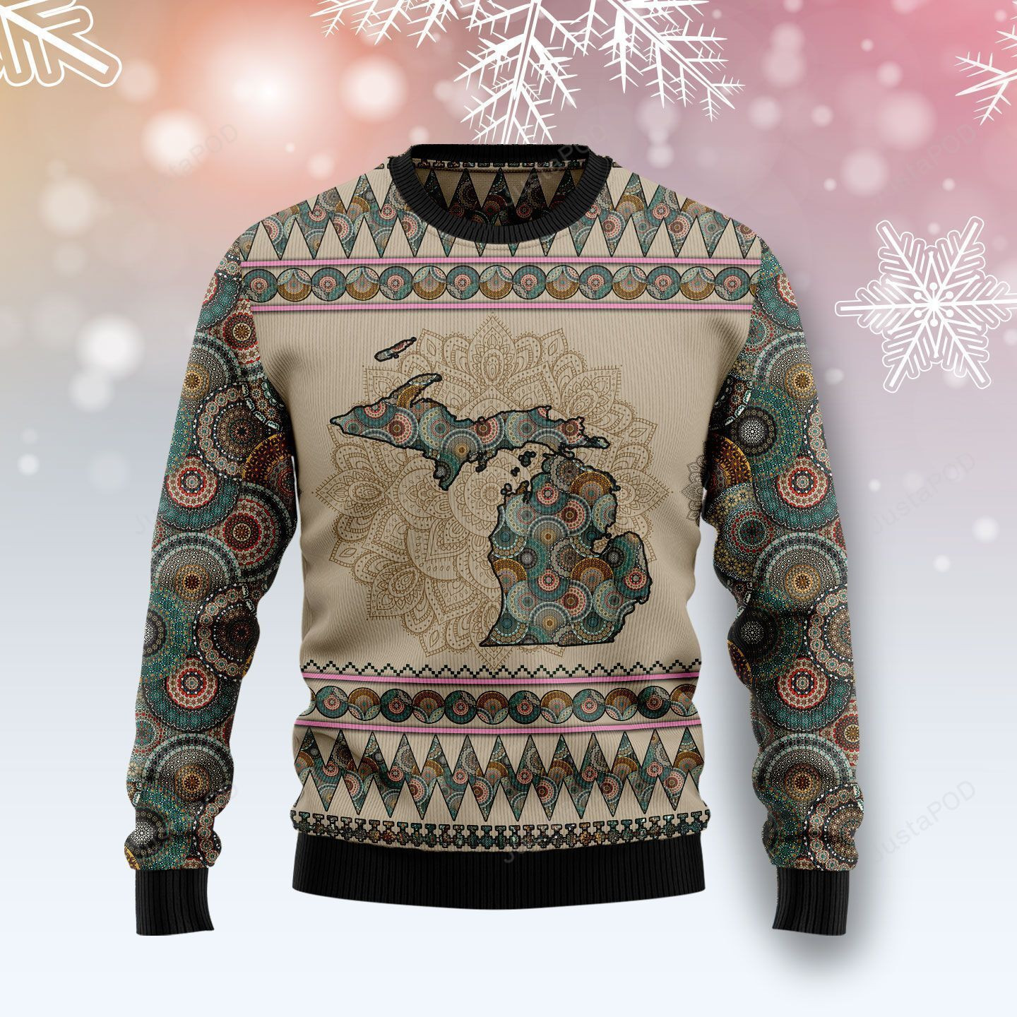 Michigan Mandala Ugly Christmas Sweater, Perfect Holiday Gift