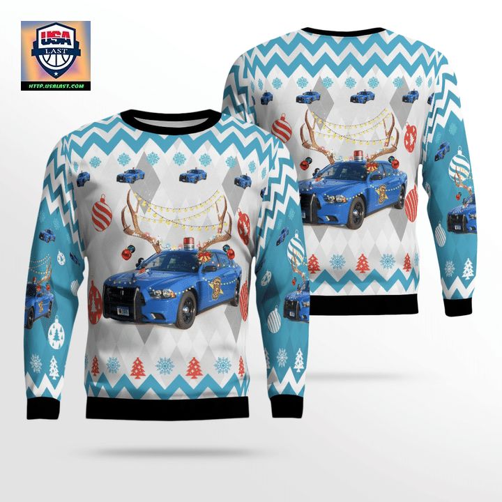 Michigan State Police Dodge Charger Christmas AOP Sweater