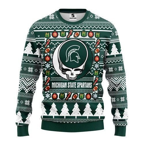 Michigan State Spartans Grateful Dead Ugly Christmas Sweater,