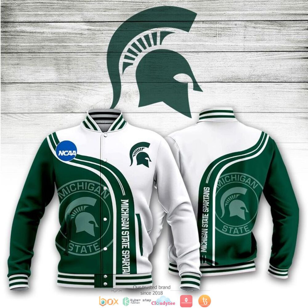 Michigan State Spartans Green White Varsity Baseball Jacket for Men & Women | NCAA Team Fan Gift
