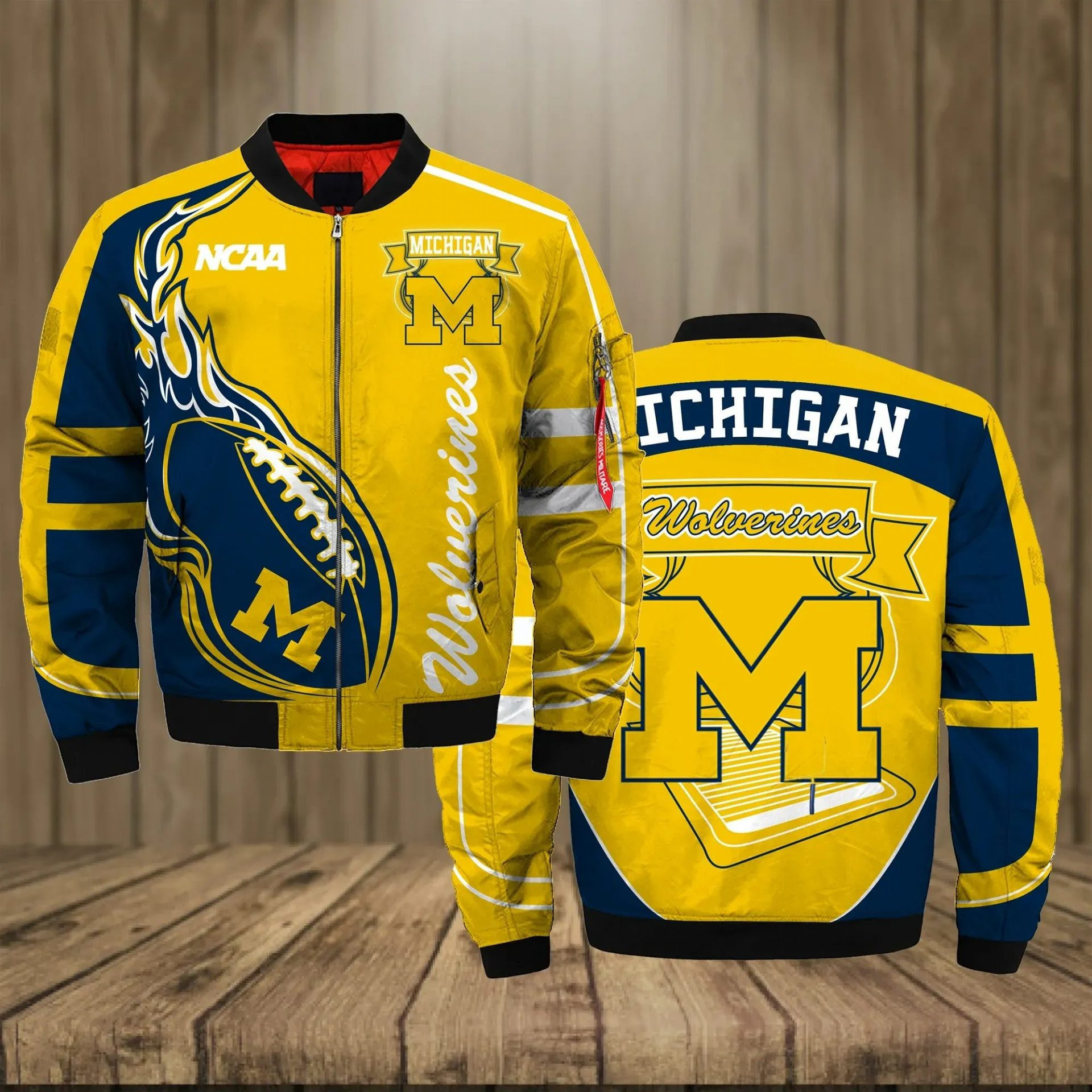 Michigan Wolverines Bomber Jacket | NCAA College Team Jacket for Men & Women | Sports Fan Gift
