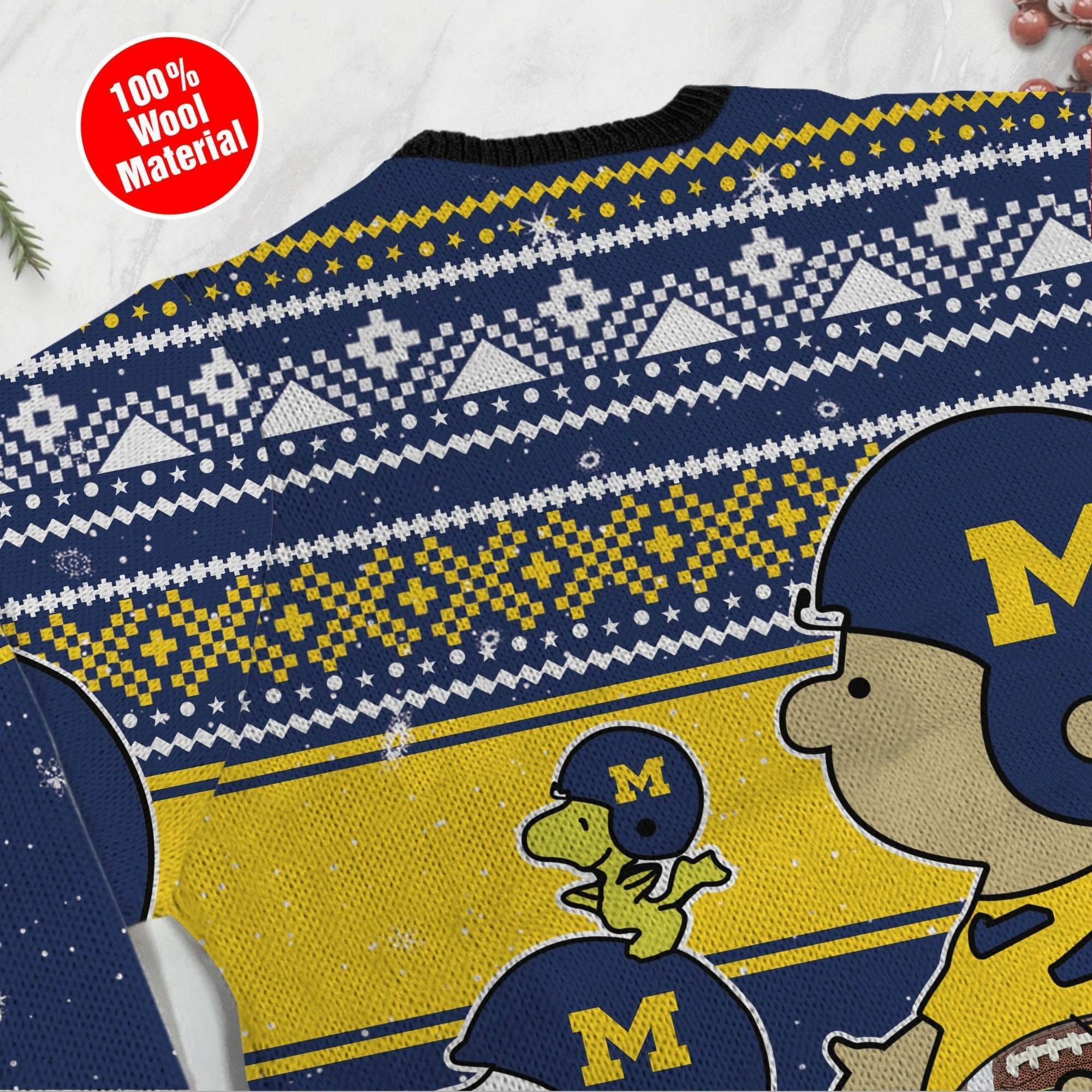 Michigan Wolverines Charlie Brown Snoopy Wear Football Jersey Ugly Christmas Sweater, Perfect Holiday Gift - Image 5
