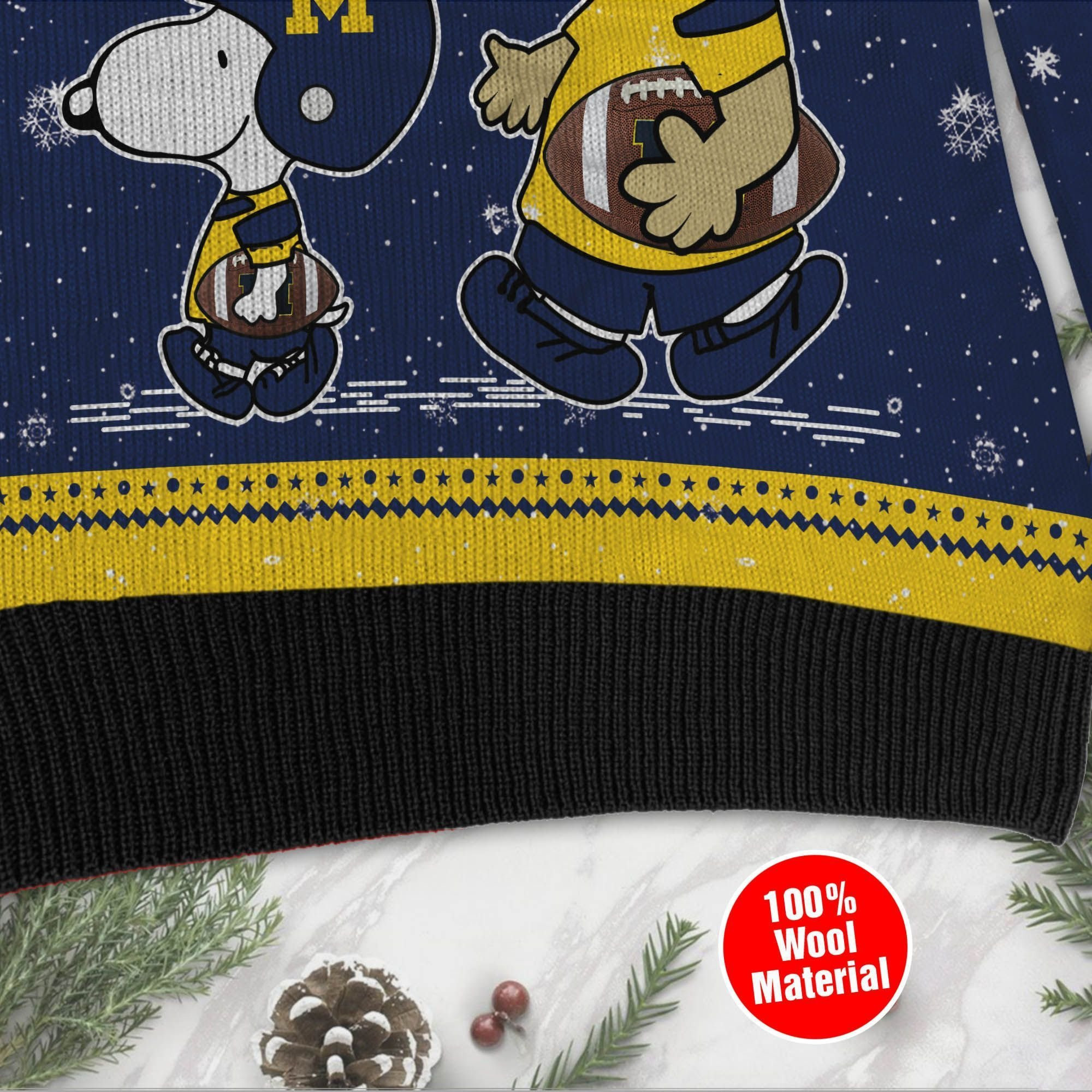 Michigan Wolverines Charlie Brown Snoopy Wear Football Jersey Ugly Christmas Sweater, Perfect Holiday Gift - Image 4