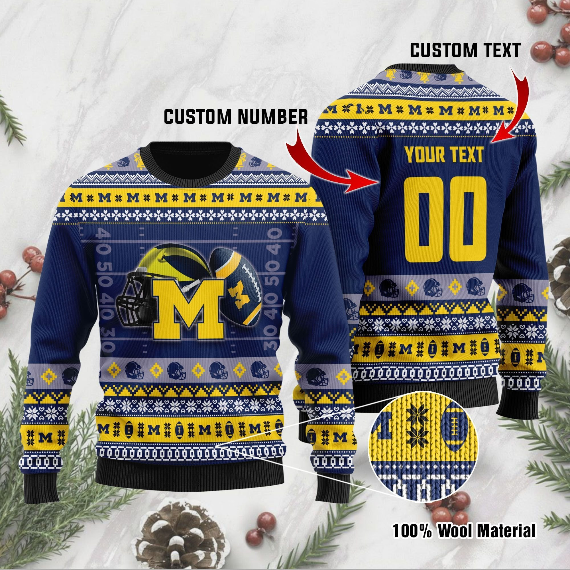 Michigan Wolverines Custom Name & Number Personalized Ugly Christmas Sweater, Perfect Holiday Gift