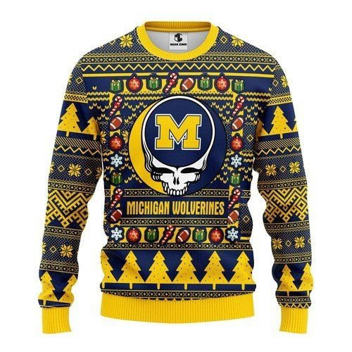 Michigan Wolverines Grateful Dead Ugly Christmas Sweater,