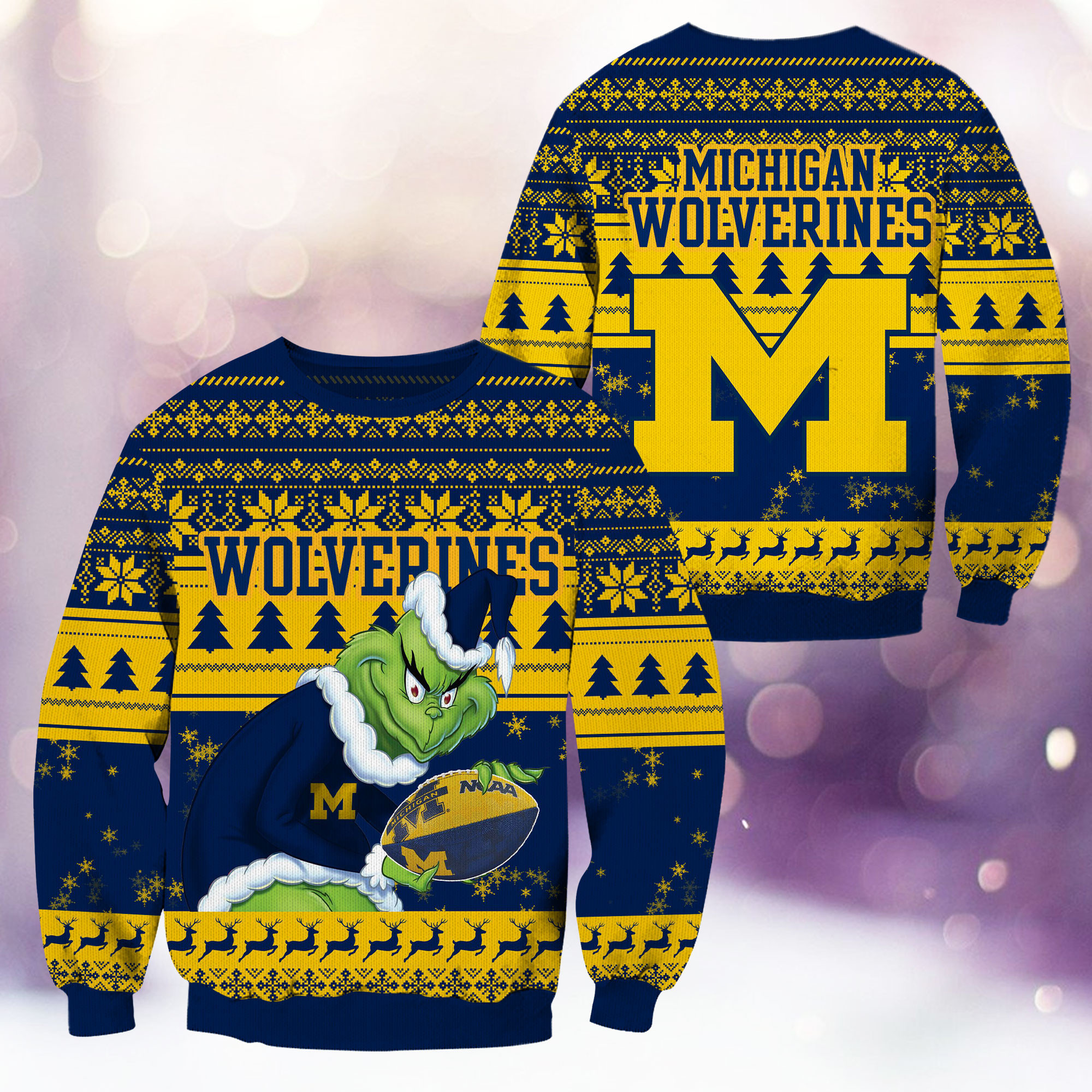 Michigan Wolverines Grinch Ugly Christmas Sweater