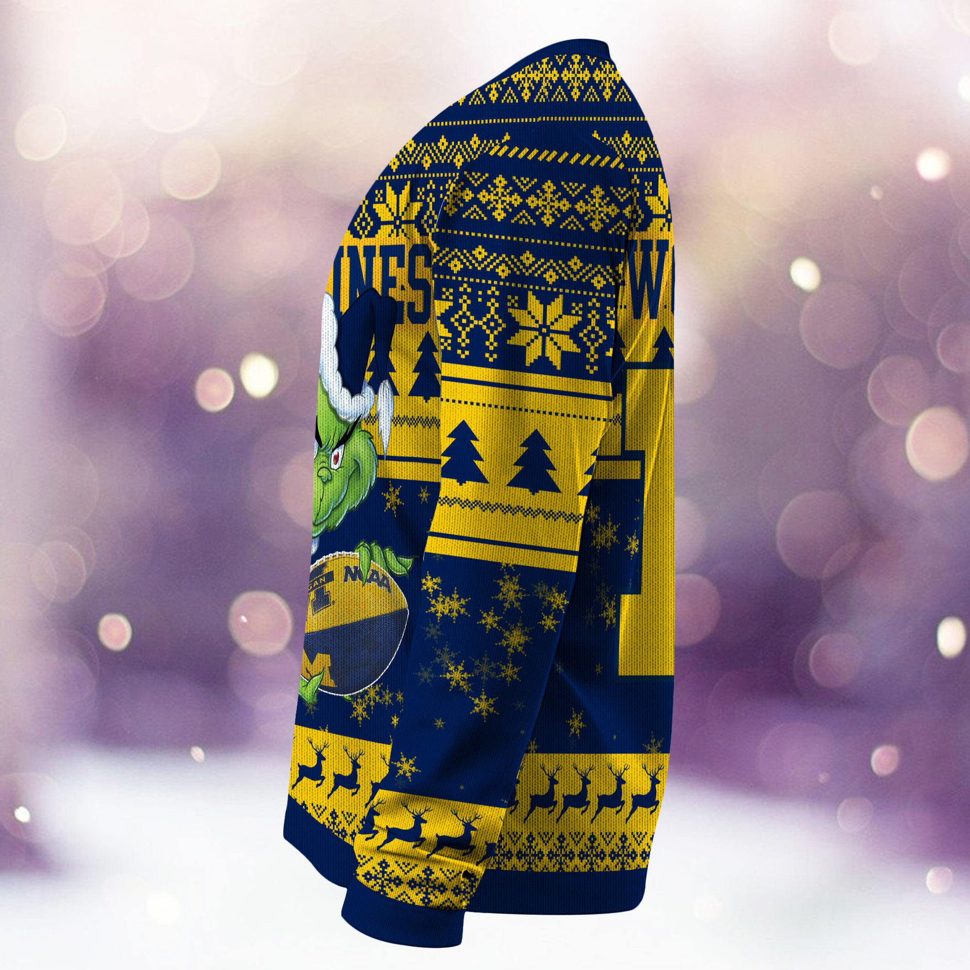 Michigan Wolverines Grinch Ugly Christmas Sweater - Image 4