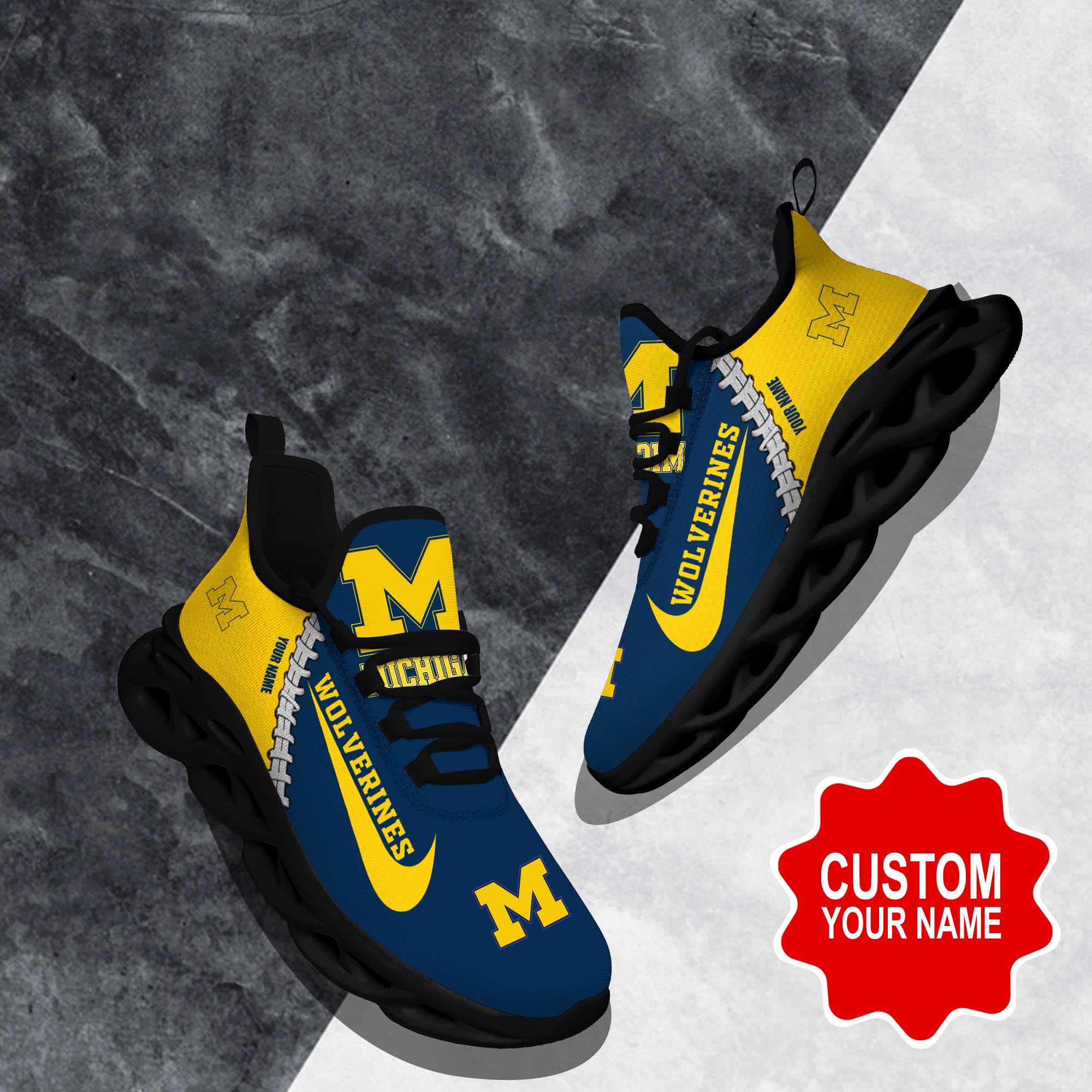 Michigan Wolverines Max Soul Shoes Sneakers for Men And Women – NCAA Fan Shoes, Team Sneakers