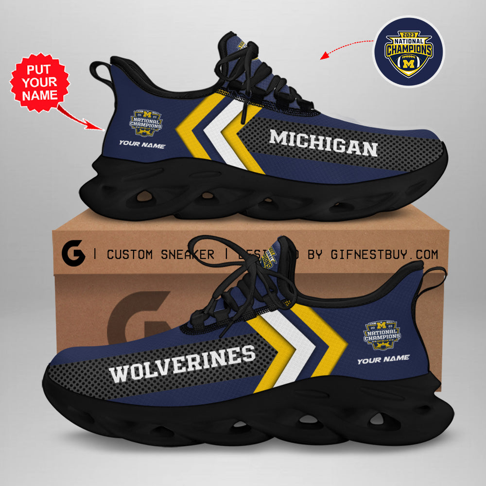 Michigan Wolverines Max Soul Shoes Sneakers for Men And Women – NCAA Fan Shoes, Team Sneakers