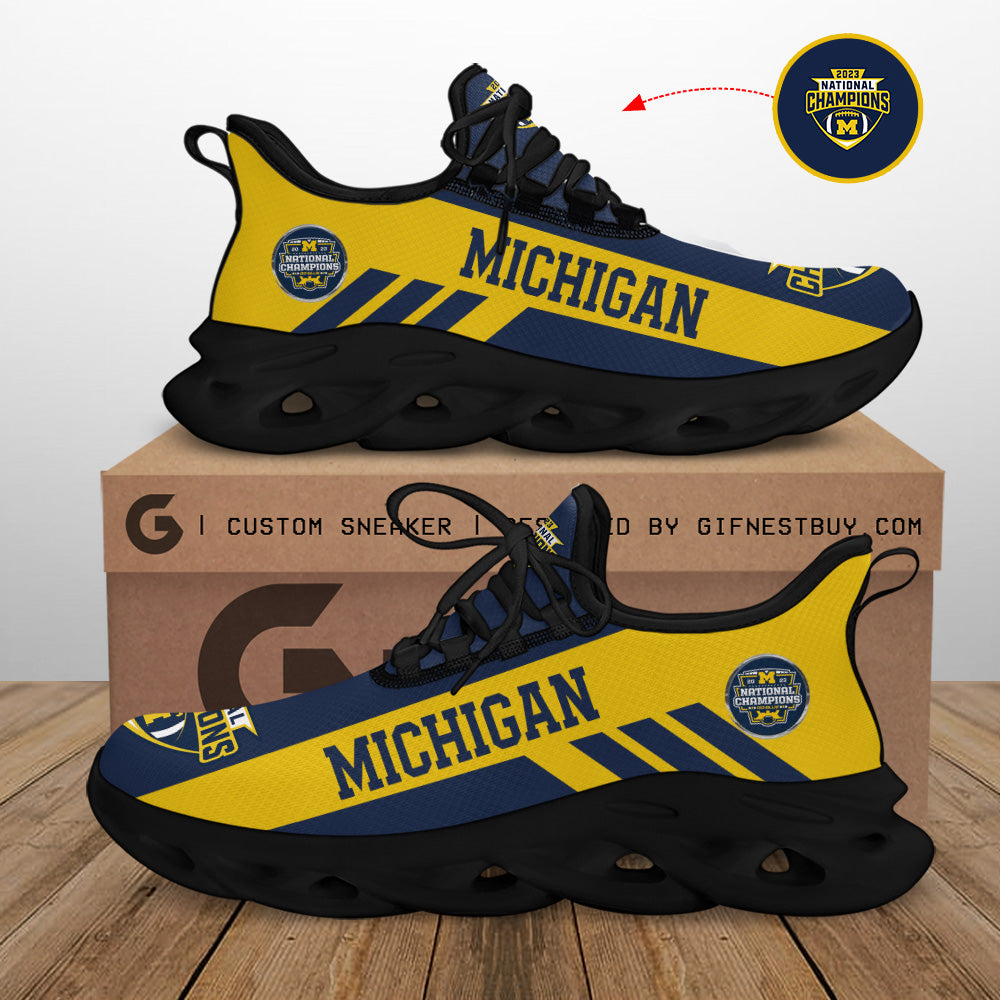 Michigan Wolverines Max Soul Shoes Sneakers for Men And Women – NCAA Fan Shoes, Team Sneakers