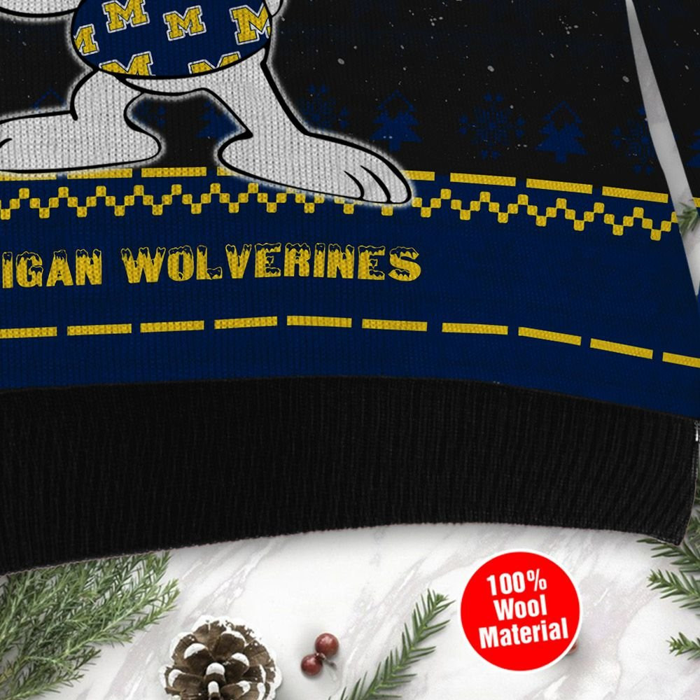 Michigan Wolverines Snoopy Dabbing Holiday Party Ugly Christmas Sweater Perfect Holiday Gift - Image 4