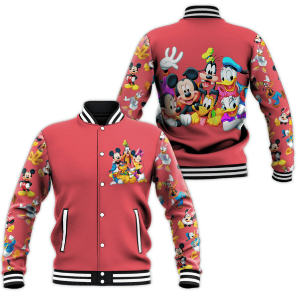 Mickey And Friends Comics Disney Cartoon Baseball Jacket for Men & Women | Cartoon Fan Gift