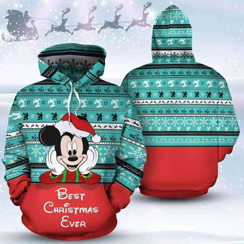 Mickey Best Chrismas Ever Ugly Sweater Pattern 3D All Over Print Hoodie & Zip Hoodie
