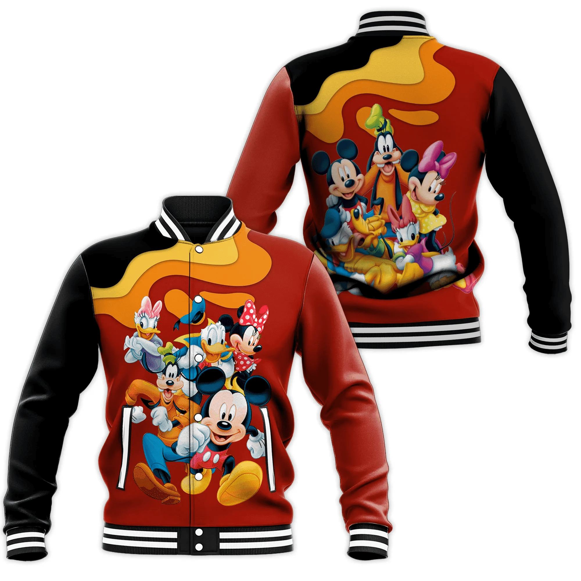 Mickey Mouse And Friends Comics Cartoon Baseball Jacket for Men & Women | Cartoon Fan Gift