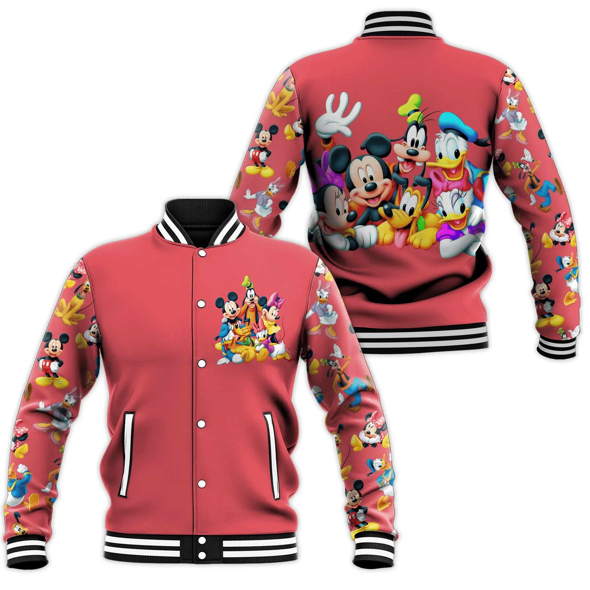 Mickey Mouse And Friends Comics Disney Cartoon Baseball Jacket for Men & Women | Cartoon Fan Gift