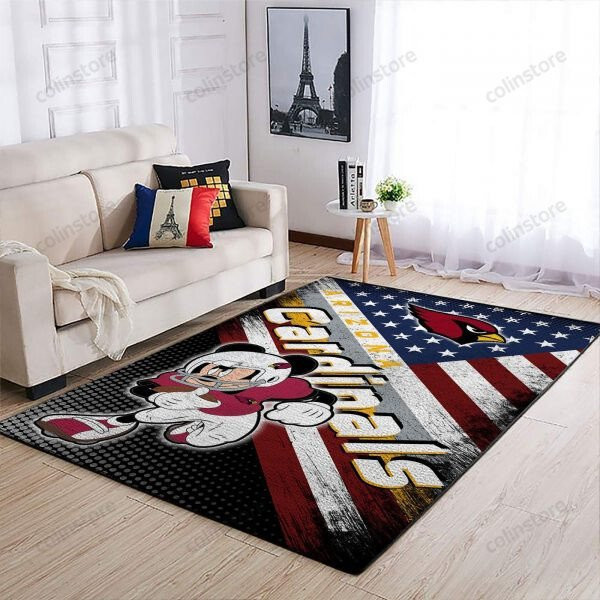 Mickey Mouse Arizona Cardinals 3D Rectangle Area Rug – Full Print Carpet For Living Room & Bedroom Home Decor
