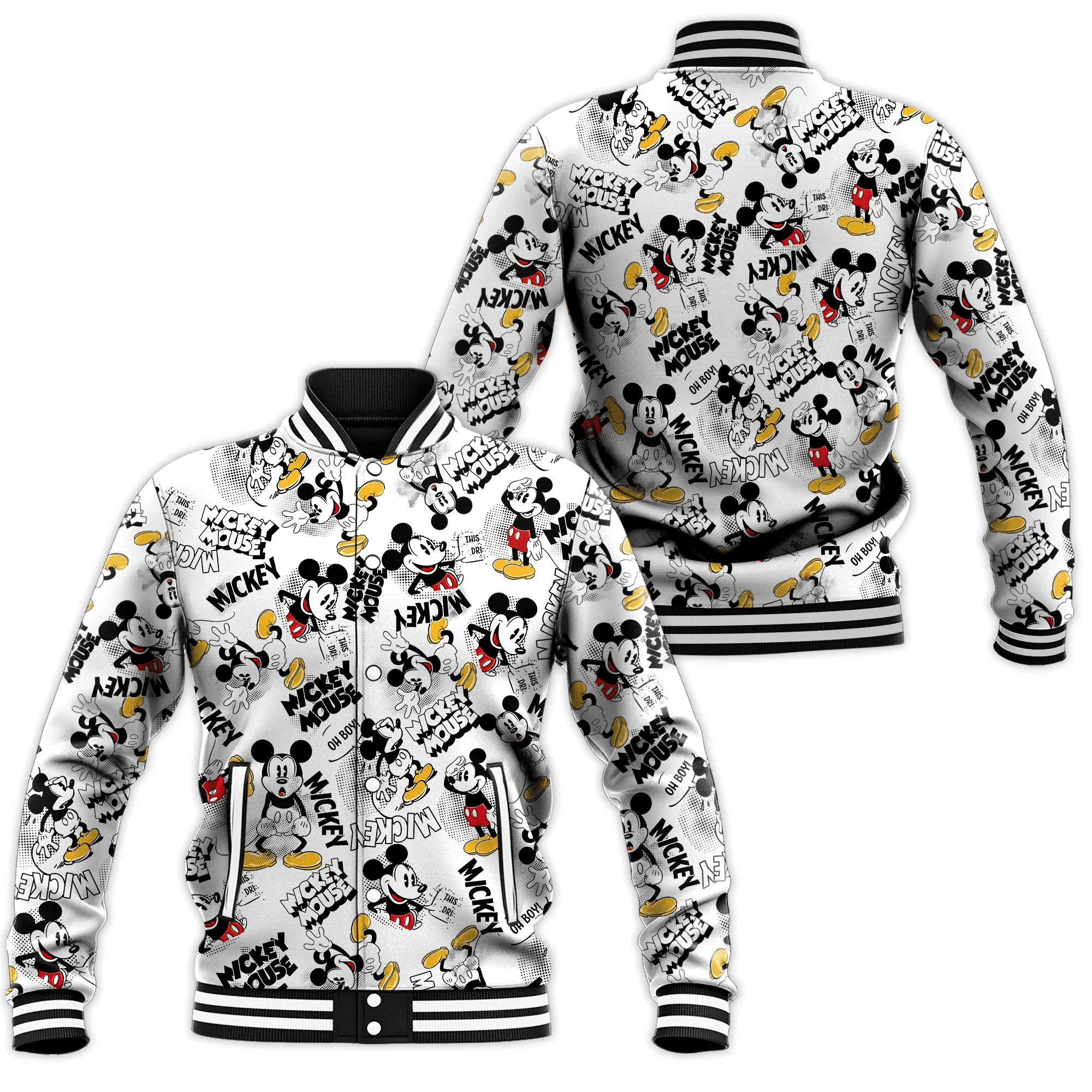 Mickey Mouse Comics Disney Cartoon Baseball Jacket for Men & Women | Cartoon Fan Gift
