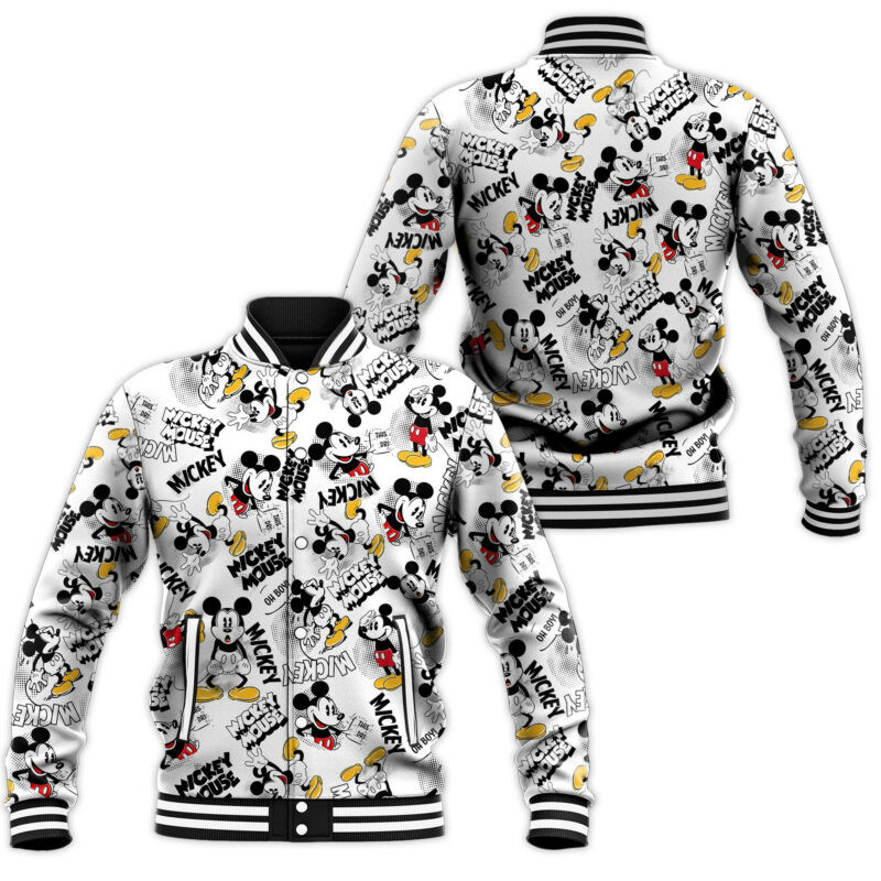 Mickey Pattern Fashion Baseball Jacket for Men & Women | Cartoon Fan Gift