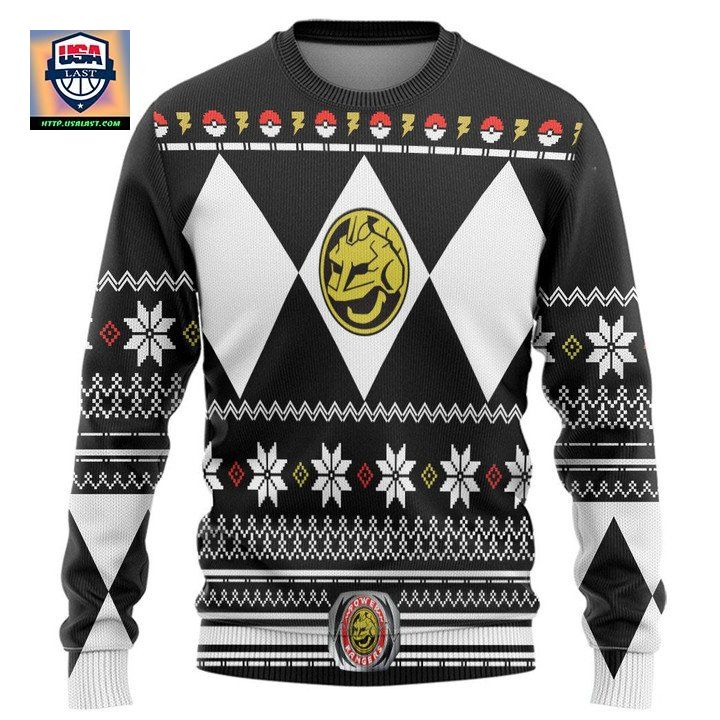 Mighty Morphin Black Power Ranger Pokemon Onix Christmas Sweater