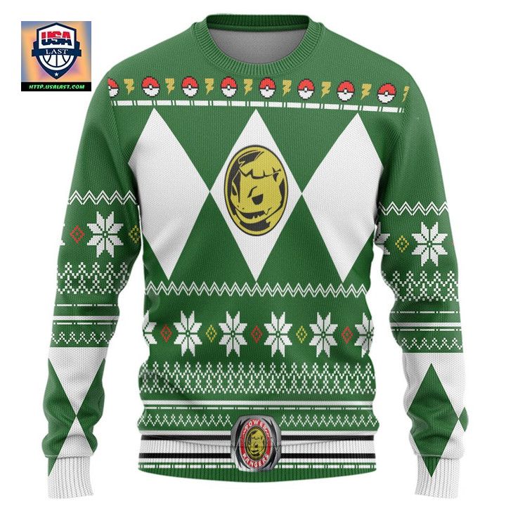 Mighty Morphin Green Power Ranger Pokemon Bulbasaur Christmas Sweater