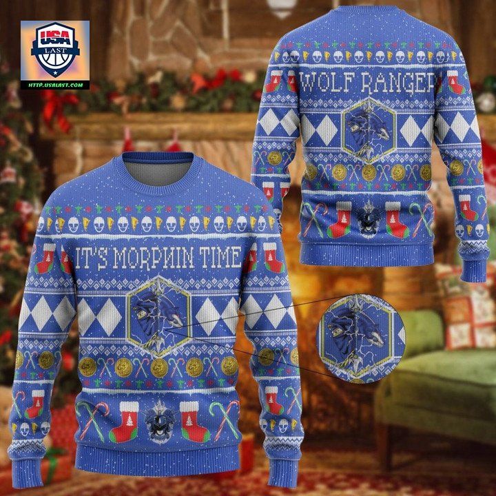 Mighty Morphin Ninjetti Blue Ranger Christmas Sweater