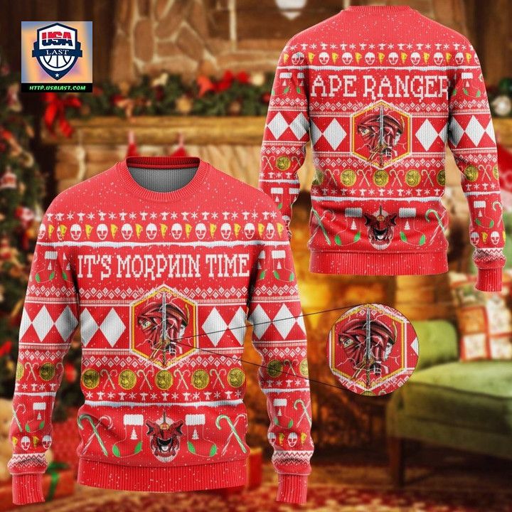 Mighty Morphin Ninjetti Red Ranger Christmas Sweater